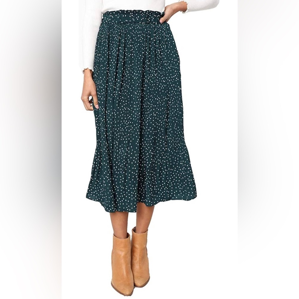Exlura Green Polka Dot Midi Skirt
